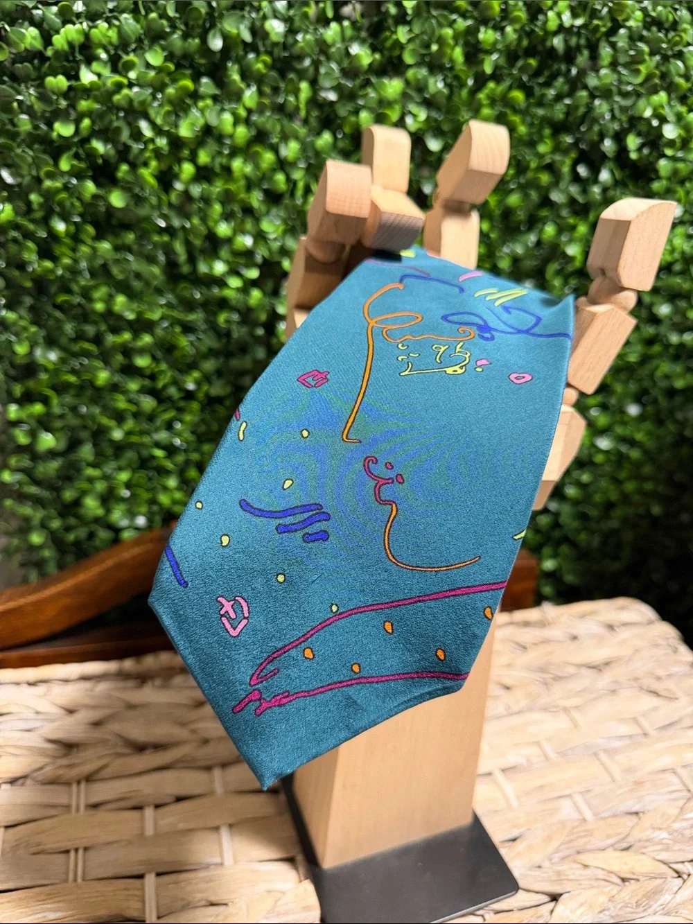 Peter Max Teal Abstract Print Men's Tie